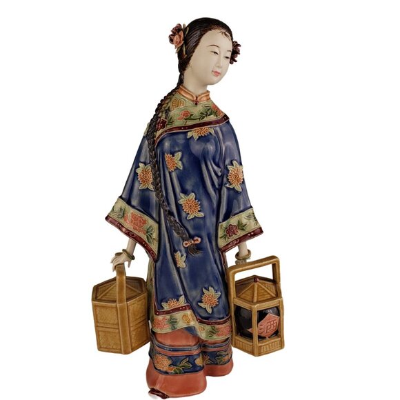 Vintage Other - Vintage Finely Detailed Chinese Lantern Woman Hand Painted Porcelain Figurine